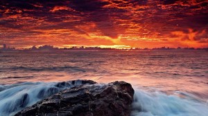 sea water wave sunrise